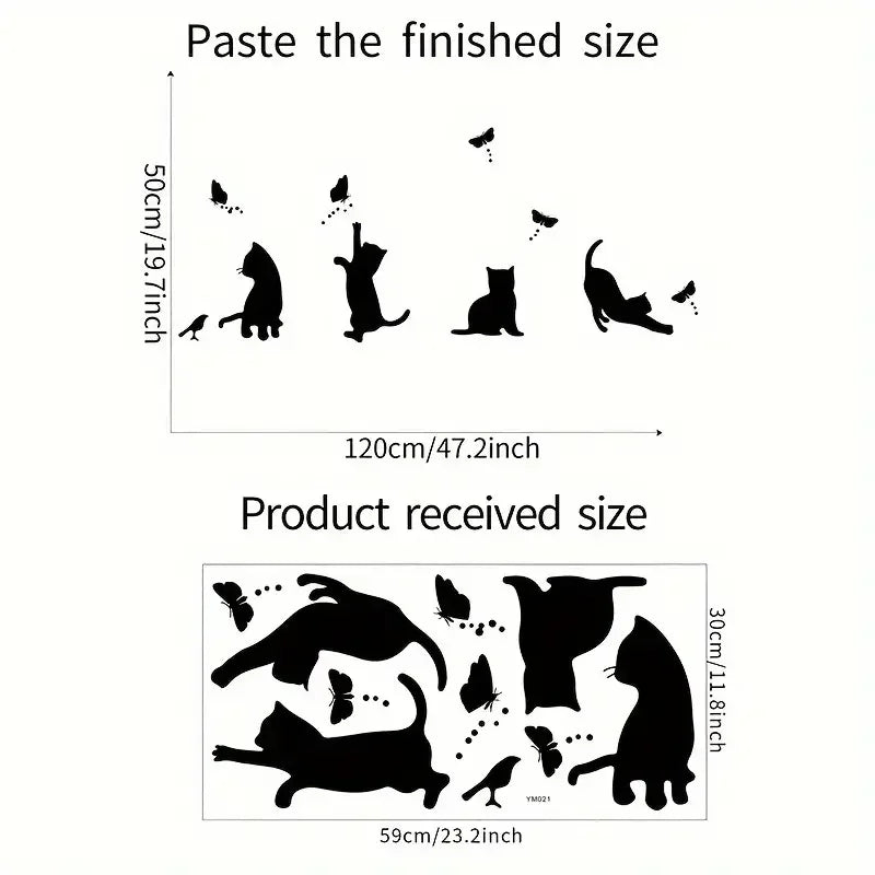 1pc Creative Wall Sticker, Cartoon Black Cat Pattern Self-Adhesive Wall Stickers, Bedroom Entryway Living Room Porch Home Decora