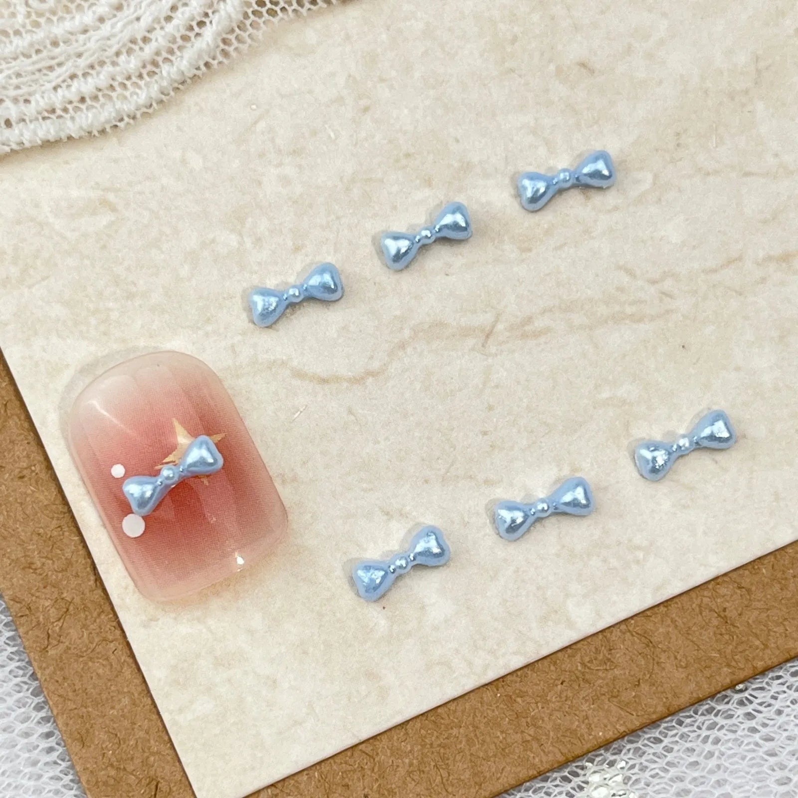 10pc Cute 3D Resin Pearl Bow Nail Art Charms Macaron Imitation Japanese Preal Bowknot Ribbon Nail Decorations DIY Nail Accessory