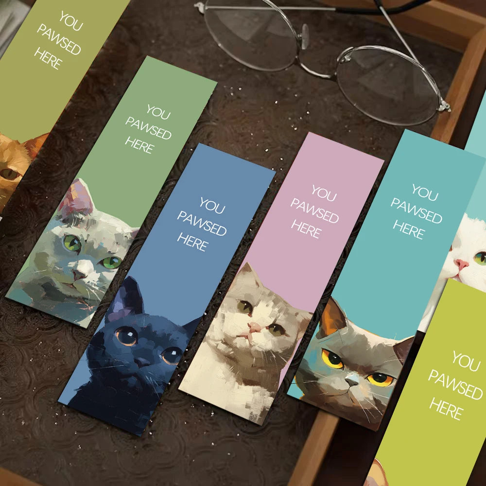 30PCS Cat Bookmark DIY Waterproof Landscape Butterfly Bottle Skateboard Streetwear Luggage Handmade Aesthetic Decals﻿ Bookmarks