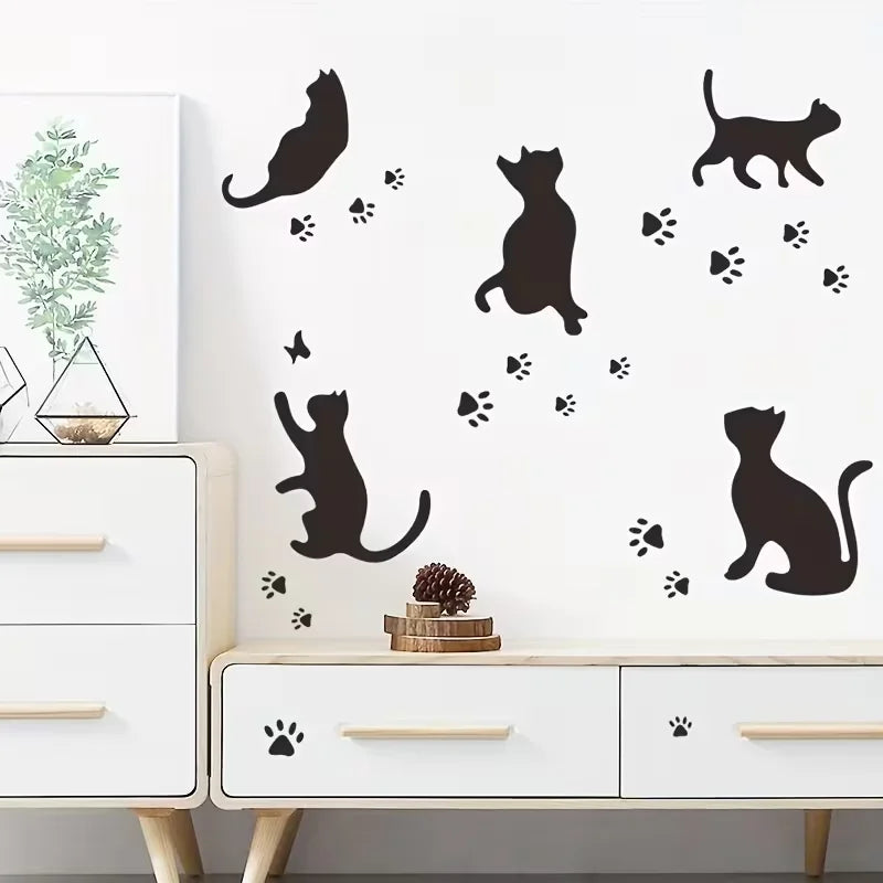 1pc Creative PVC Wall Sticker, Dog Food Slogan Dog Paw Print, Waterproof Self-Adhesive Wall Sticker For Bedroom, Entryway, Livin