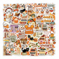50PCS Book Scroll Autumn Graffiti Stickers Cartoon Cute Ghost Book Graffiti DIY Manual Tags Book Scroll Notebook Stickers