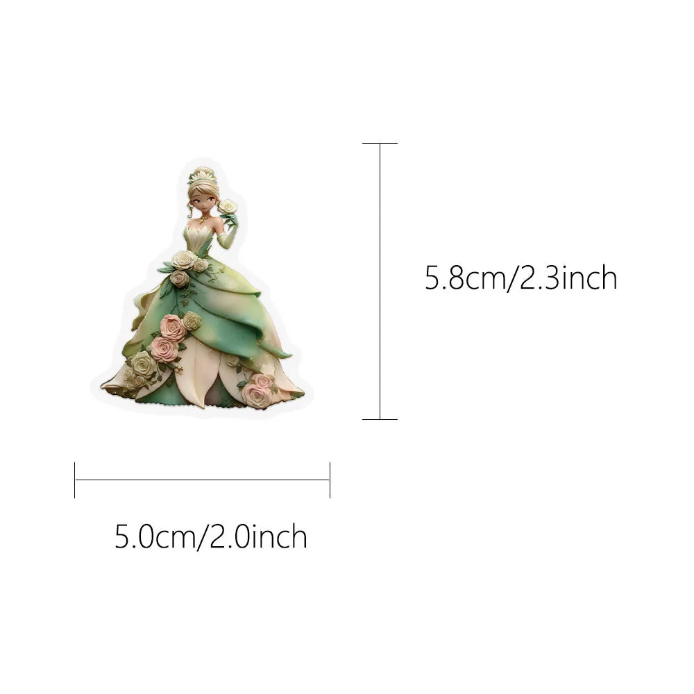50-Pack Girl Dress Transparent Waterproof Stickers for DIY Mobile Phone Luggage Box Stationery Notebook Decoration
