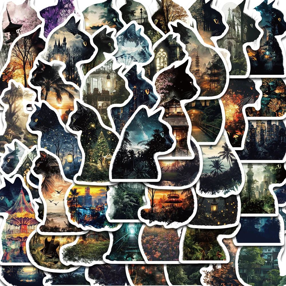 50PCS Cat Print Stickers Scrapbooking Laptop Graffiti Stationery Art Picture Living Room Phone Fashion Skateboard Phone Sticker