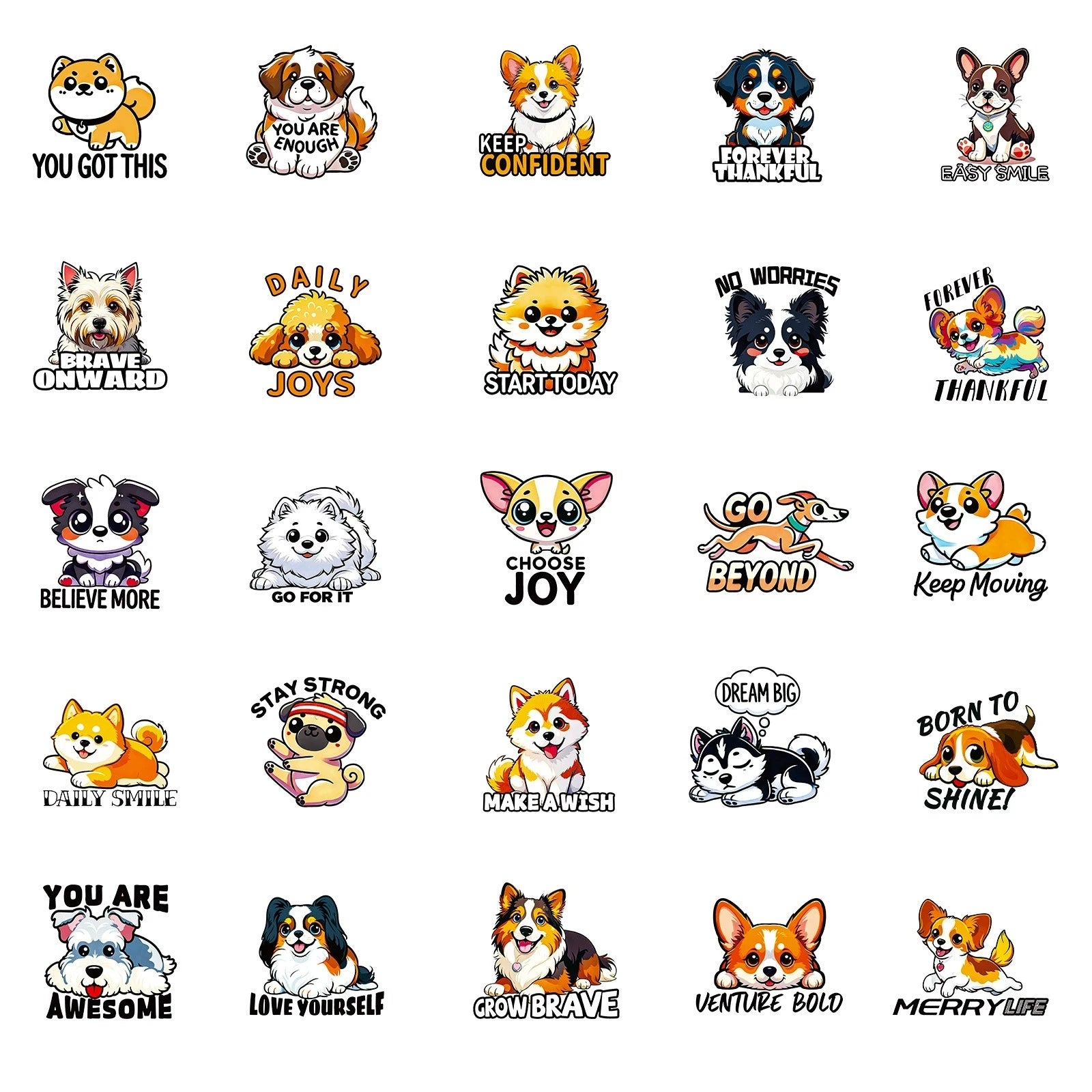 56/118PCS Cartoon Animal Dog/Food Text Stickers Cute and Fun Graffiti Notebook Stationery Decoration Stickers