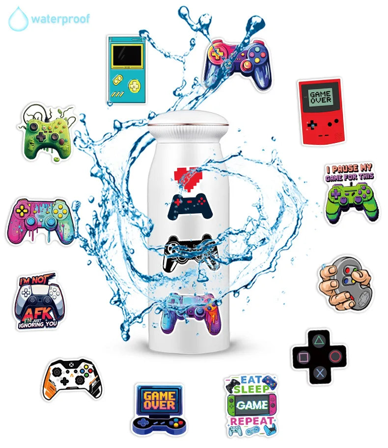 50/100Pcs Cool Classic Game Controller Cartoon Doodle Stickers for DIY Stationery Box Phone Case Cup Laptop Suitcase Retro Style