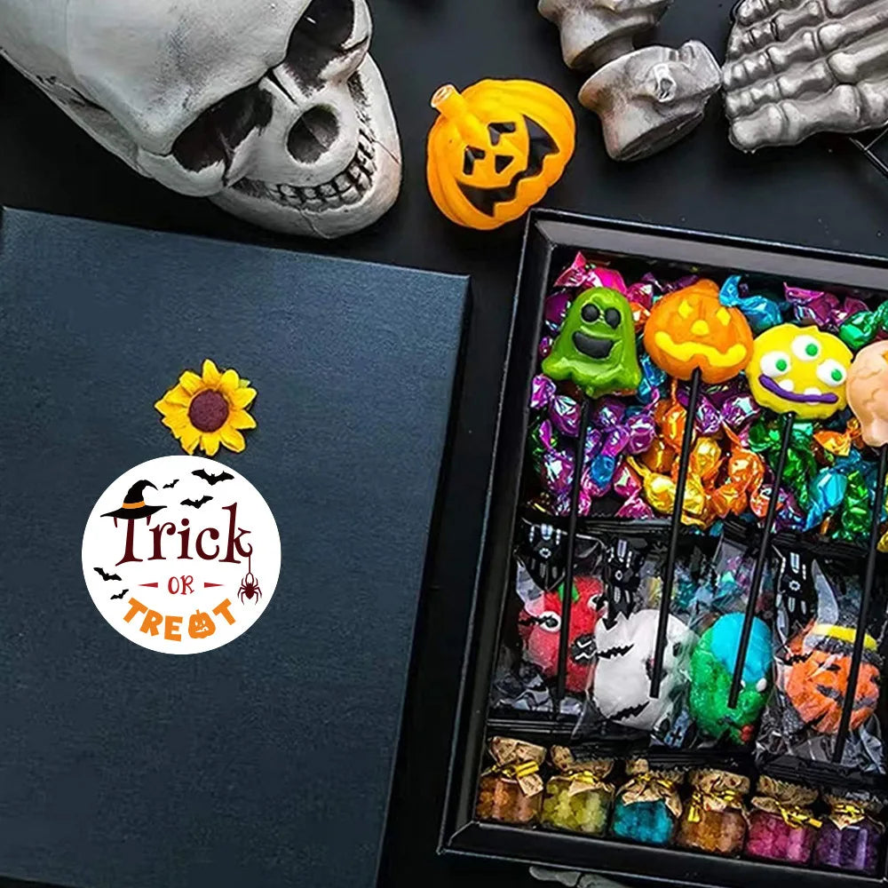 500pcs/roll Halloween Pumpkin Bat Sealing Sticker 1inch, Happy Halloween Sticker For Kids Party Baking Accessories Tools DIY