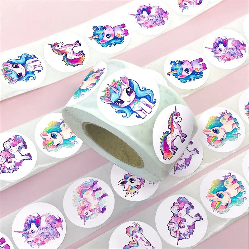 500PCS Kawaii Unicorn Sticky Paper Sticker Labels Thank You Sticker Sealing DIY Decoration Scrapbooking Stationery Supplies