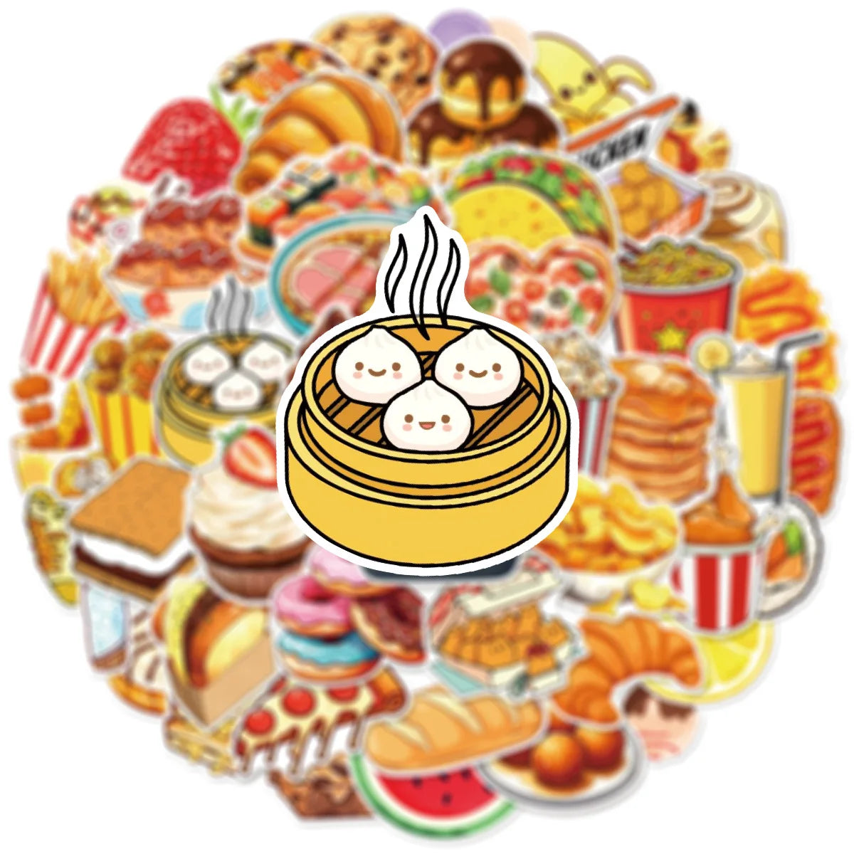 50/100PCS Cartoon Food Beverage Snack Graffiti Stickers Notebook Scooter Stationery Decoration Waterproof Stickers