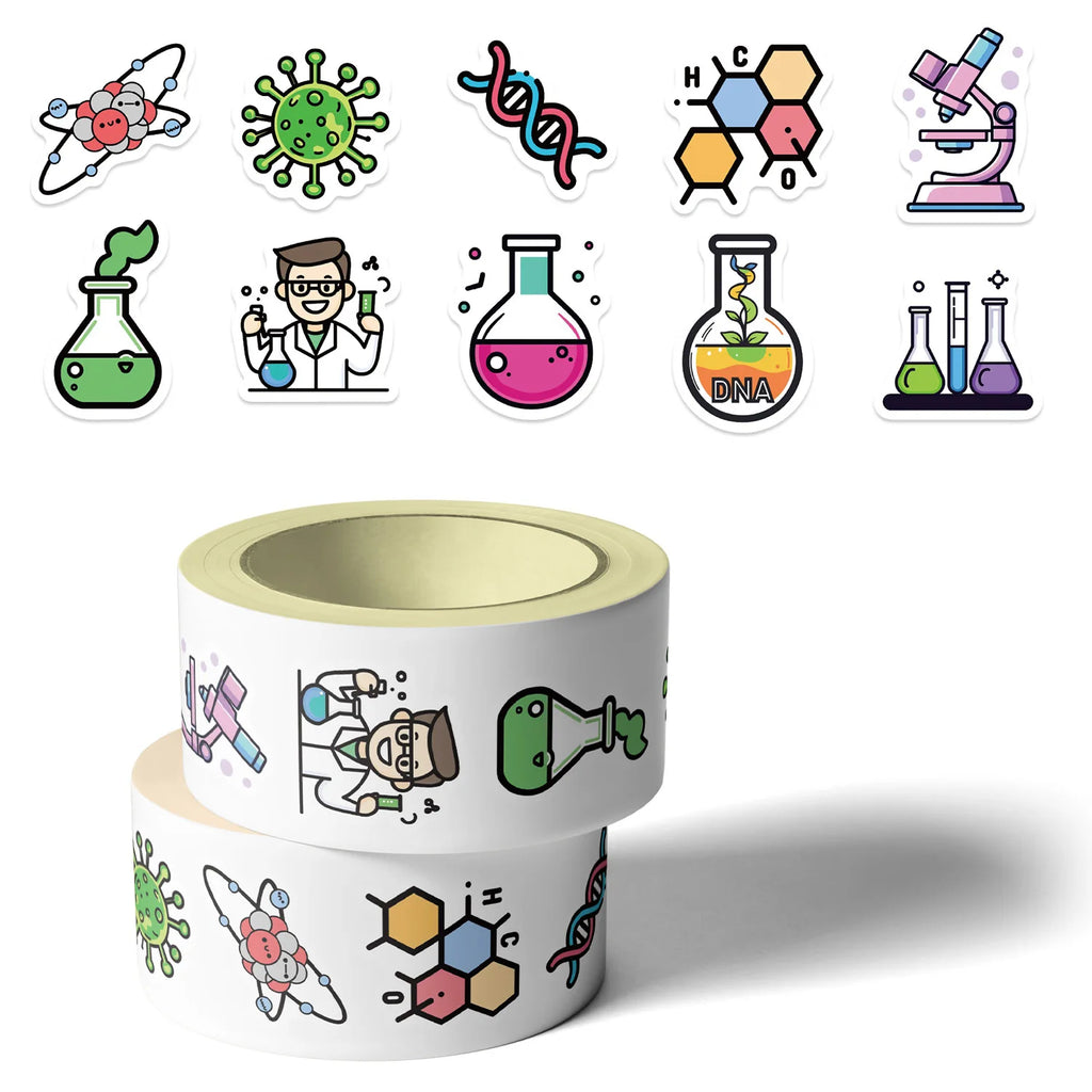 500PCS Cartoon Chemistry Experiment Decorative Stationery Notebook Children Reward Circular Stickers