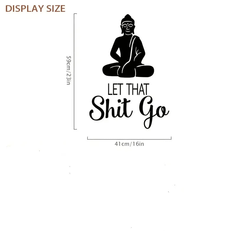 1pc Meditation Room Wall Decals Quote Buddha Religious Yoga Wall Art Vinyl Hippie Bathroom Sticker Decor 23×16In