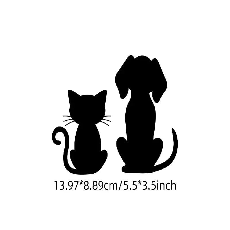 2pcs Decals Dog And Cat Lover Animal Black Premium Waterproof Vinyl Decal Stickers For Laptop Phone Accessory Helmet Car Window