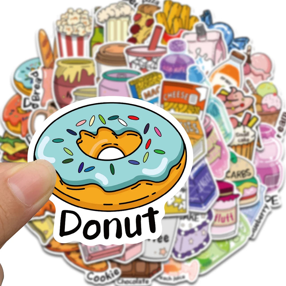 50PCS Snack Club Stickers Cartoon Skateboard Luggage Cafe DIY Laptop Classic Scrapbooking School Supplies Classic Cartoon Decal
