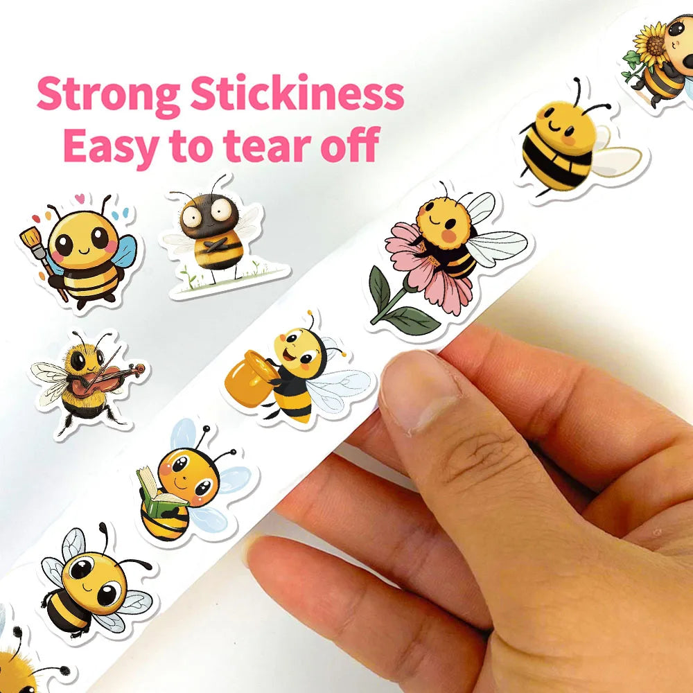 500PCS Cute Bee Reward Stickers 10 pieces 2.5cm/1.0-inch Bee Learning Reward Set Party Gift Stamps