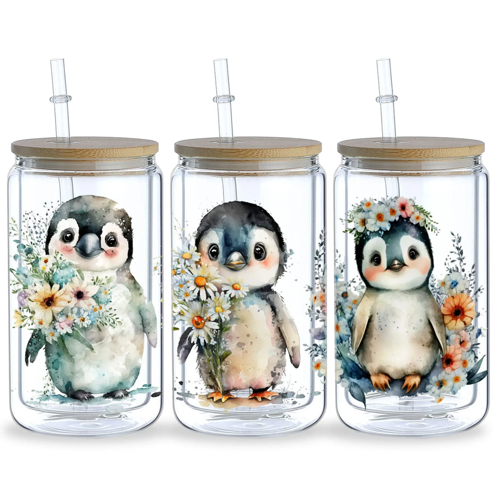 5 Sheets Animal UV DTF Cup Stickers, Glass DTF Transfer Stickers, Waterproof Funny Chick Rub Transfer Paper for 16 oz Glass,Mugs