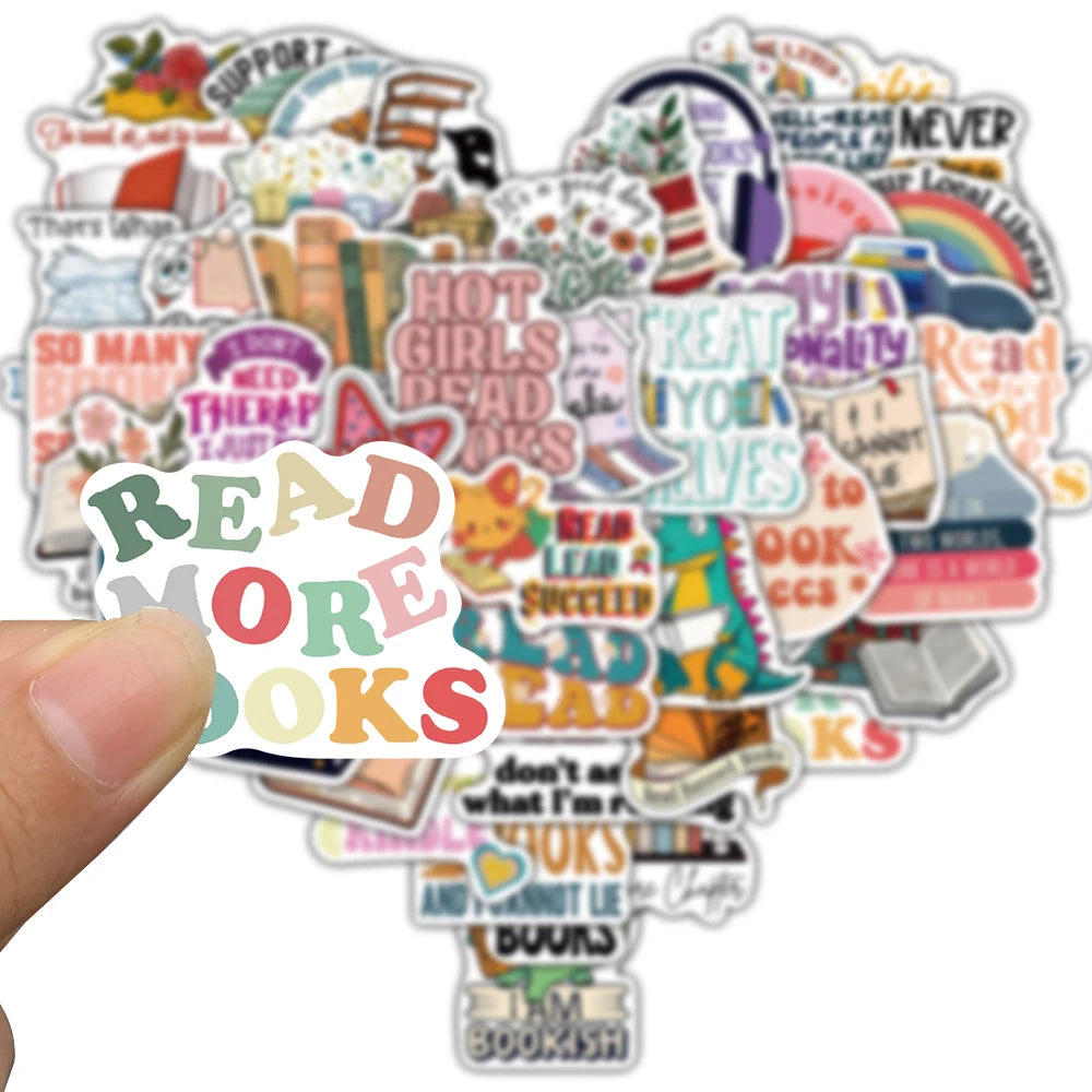 50/100PCS Vintage Reading Stickers Notebook Waterproof Laptop Luggage Stationery Decoration Cartoon Decals Graffiti Stickers