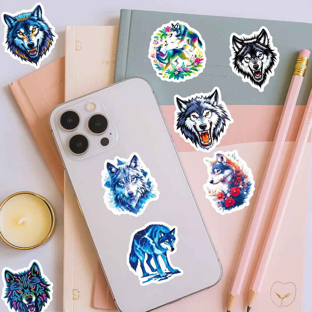 56/112 Pcs Cool Vivid Coyote Doodle Stickers Strong Adhesive for Stationery Box Pen Holder Phone Laptop Skateboard Surfboard