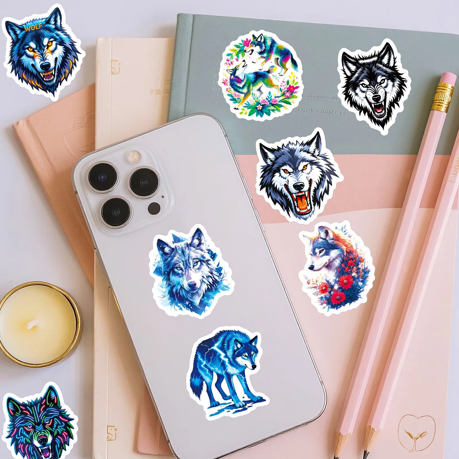 56/112 Pcs Cool Vivid Coyote Doodle Stickers Strong Adhesive for Stationery Box Pen Holder Phone Laptop Skateboard Surfboard