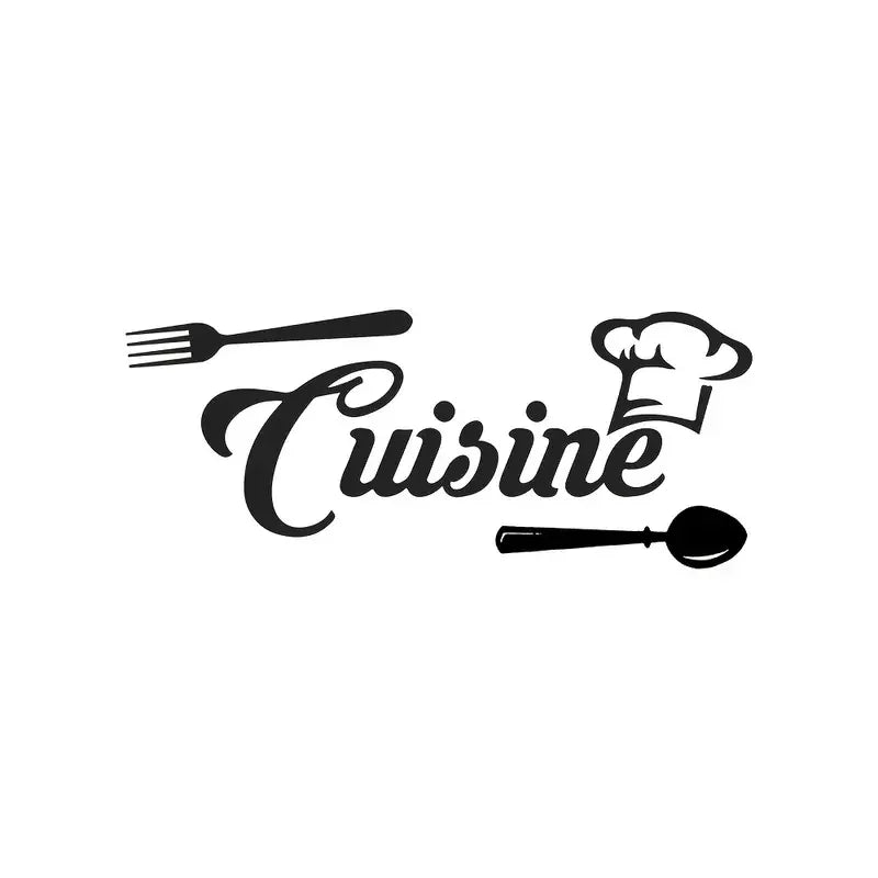 1pc Art Deco French Culinary Wall Decal - Polyvinyl Chloride Self-Adhesive Irregular Shape Detachable Kitchen Cuisine Lettering