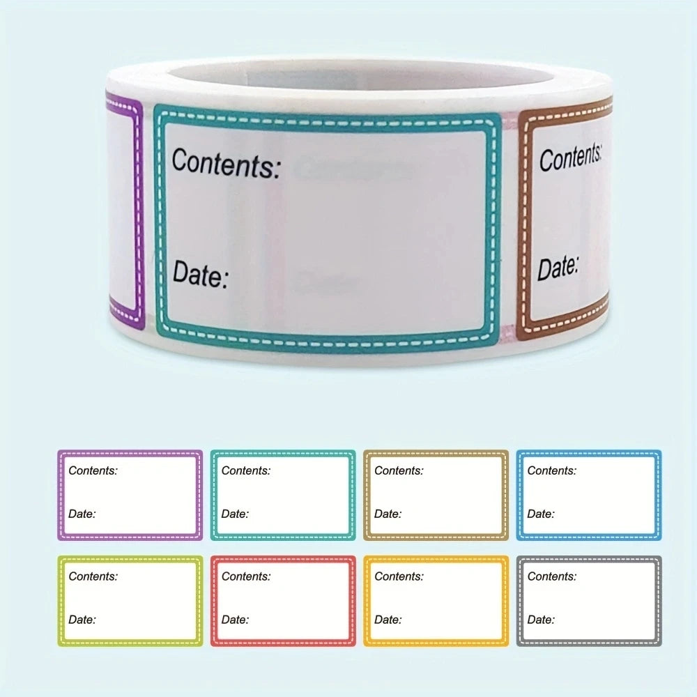 200Pcs/Roll Fridge&Freezer Safe Date/Content Food Catalog Sticker 1.0*1.57inch Kitchen Refrigerator Reminder Food Storage Labels