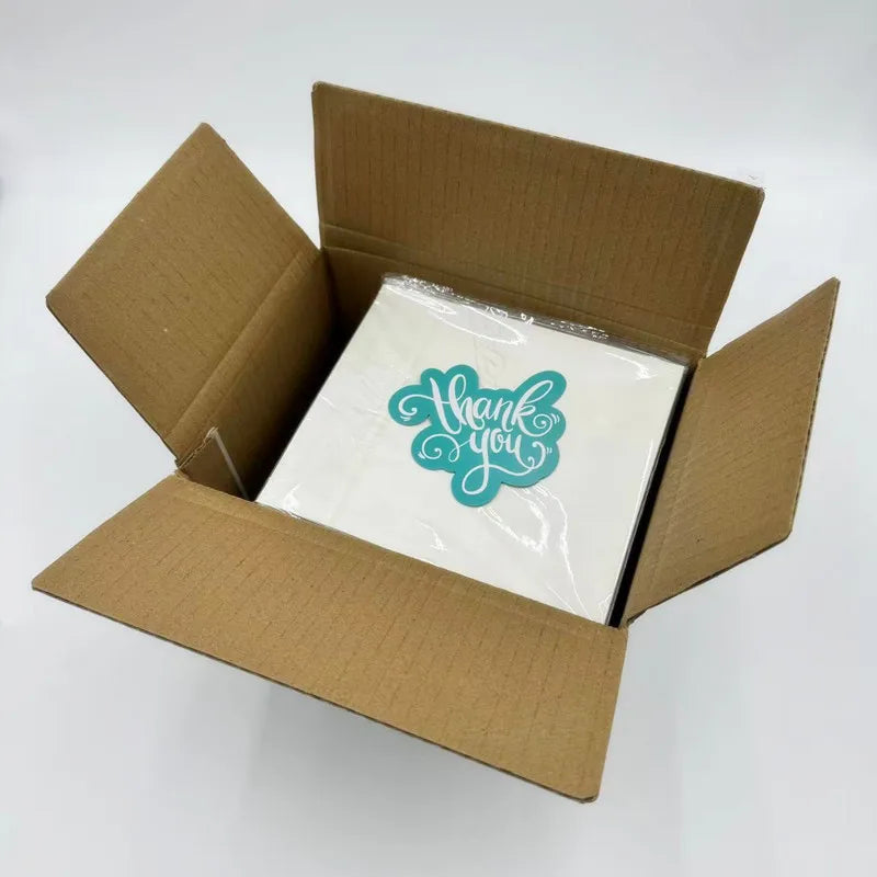 50pcs/pack Thank You Cards for Small Business, Green Pink Thank You Cards Double Sided Printing