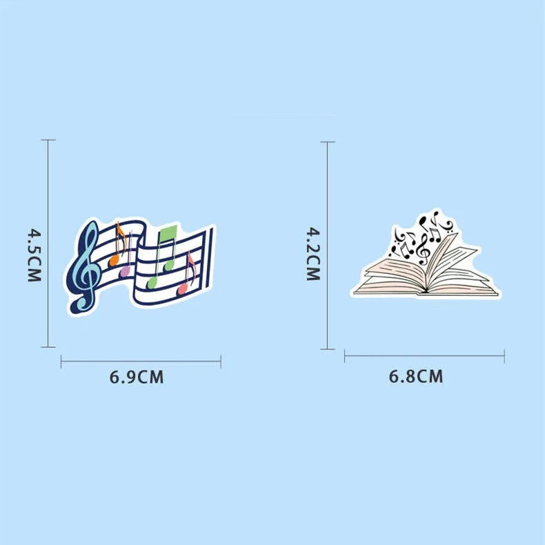50/100PCS Music Note Doodle Stickers Waterproof Vinyl Decals for Suitcase Journal Laptop Skateboard Guitar Decor