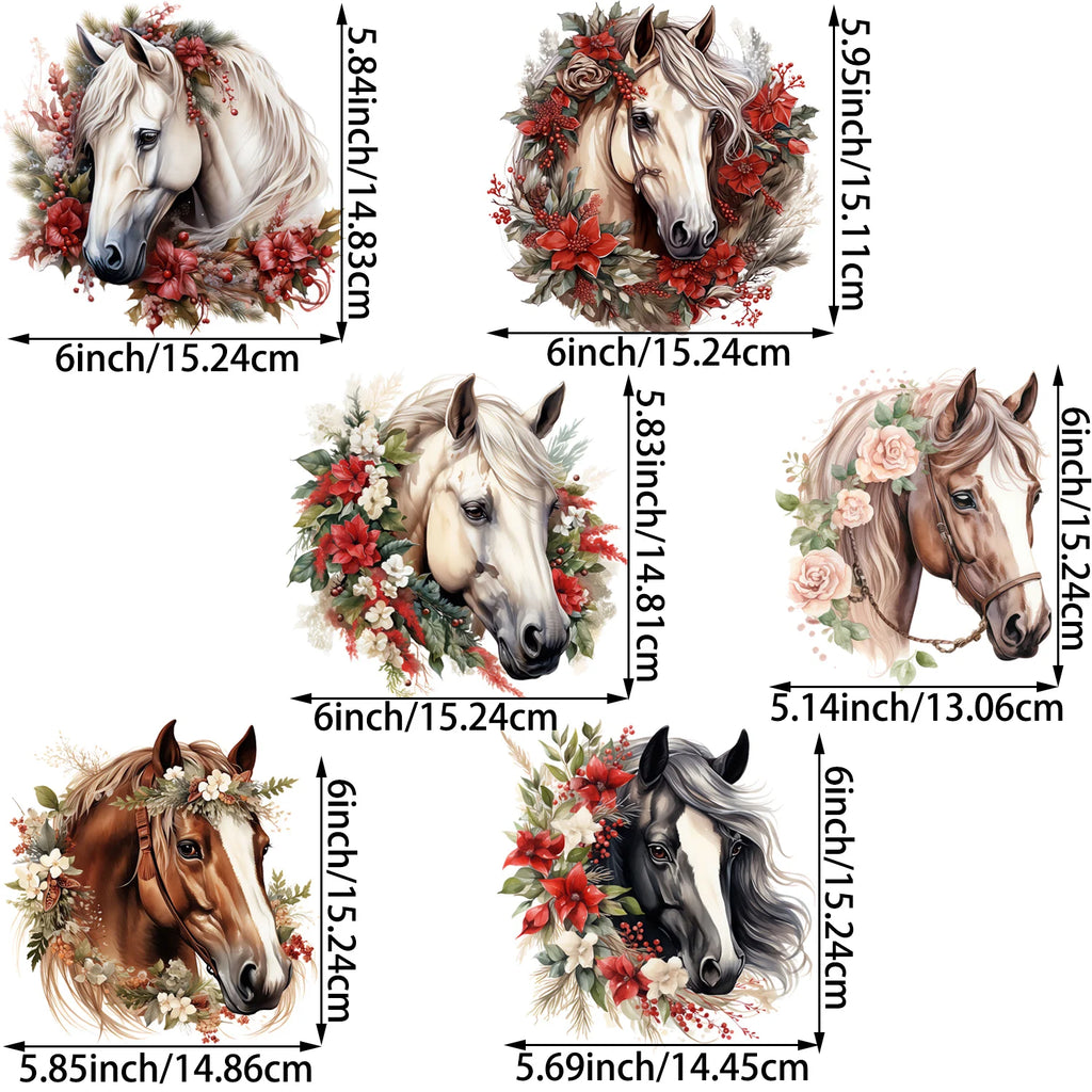 6 sheets chestnut pony flower DIY theme hot stamping stickers T-shirt heat transfer DIY clothing, washable heat transfer sticker