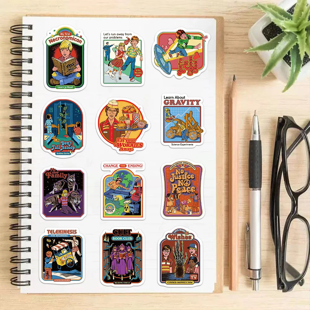 60PCS Cartoon Retro Ghost Graffiti Mixed Anime Stickers DIY Luggage Skateboard Laptop Helmet Guitar Decorative Stickers