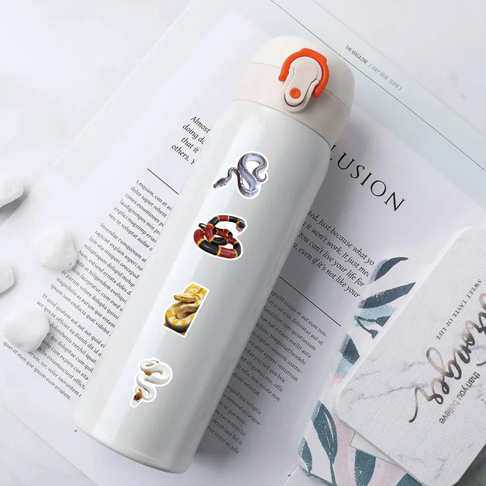 50/100 Pcs Realistic HD Various Snake Theme Stickers Waterproof Sunproof Thick for Stationery Box Helmet Skate Phone Laptop Car