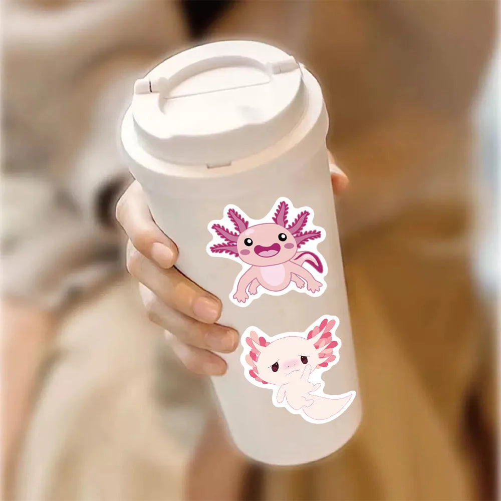 50/100PCS Axolotl Graffiti Stickers Cute Animal Cartoon Stickers Toy Suitcase Scrapbook Diary Mobile Laptop Sticker Pack