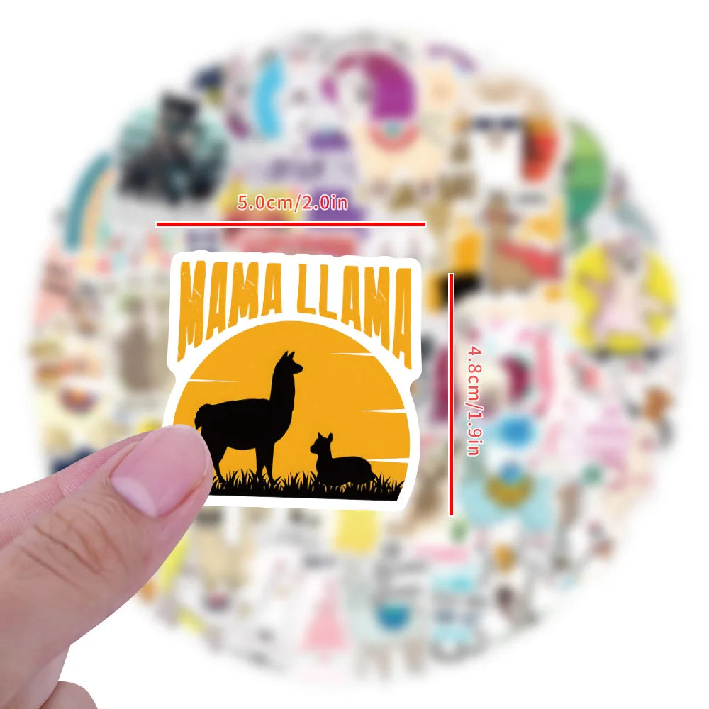 60/120PCS Cartoon Camel Llama Cartoon Graffiti Sticker Car Luggage Scooter Waterproof Stationery Stickers