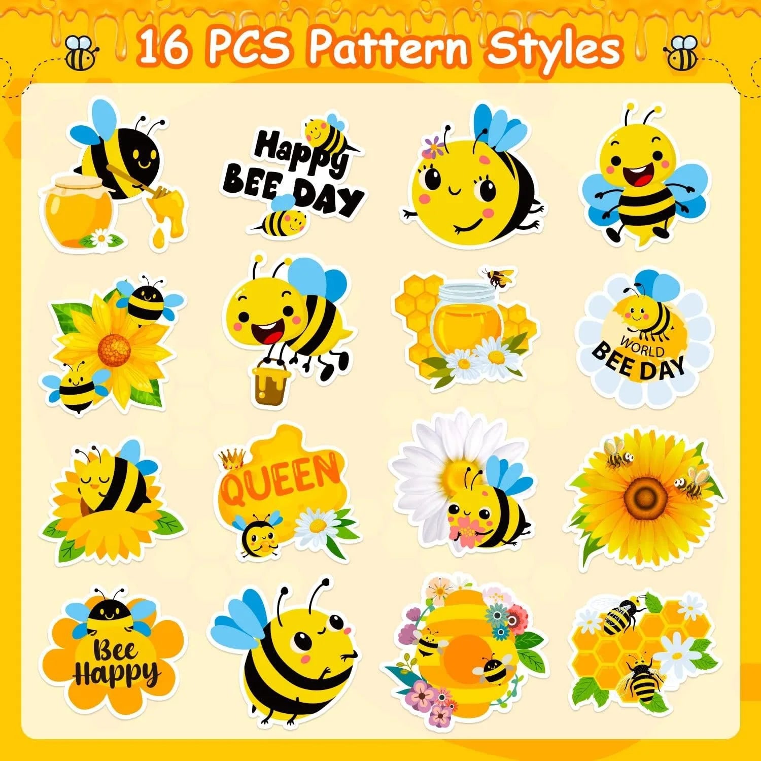500Pcs/Roll Heterotypic Flowers Hardworking Little Bees Stickers 2.5cm/1.0'' Happy Bees Art Scrapbooking Learning Reward Labels