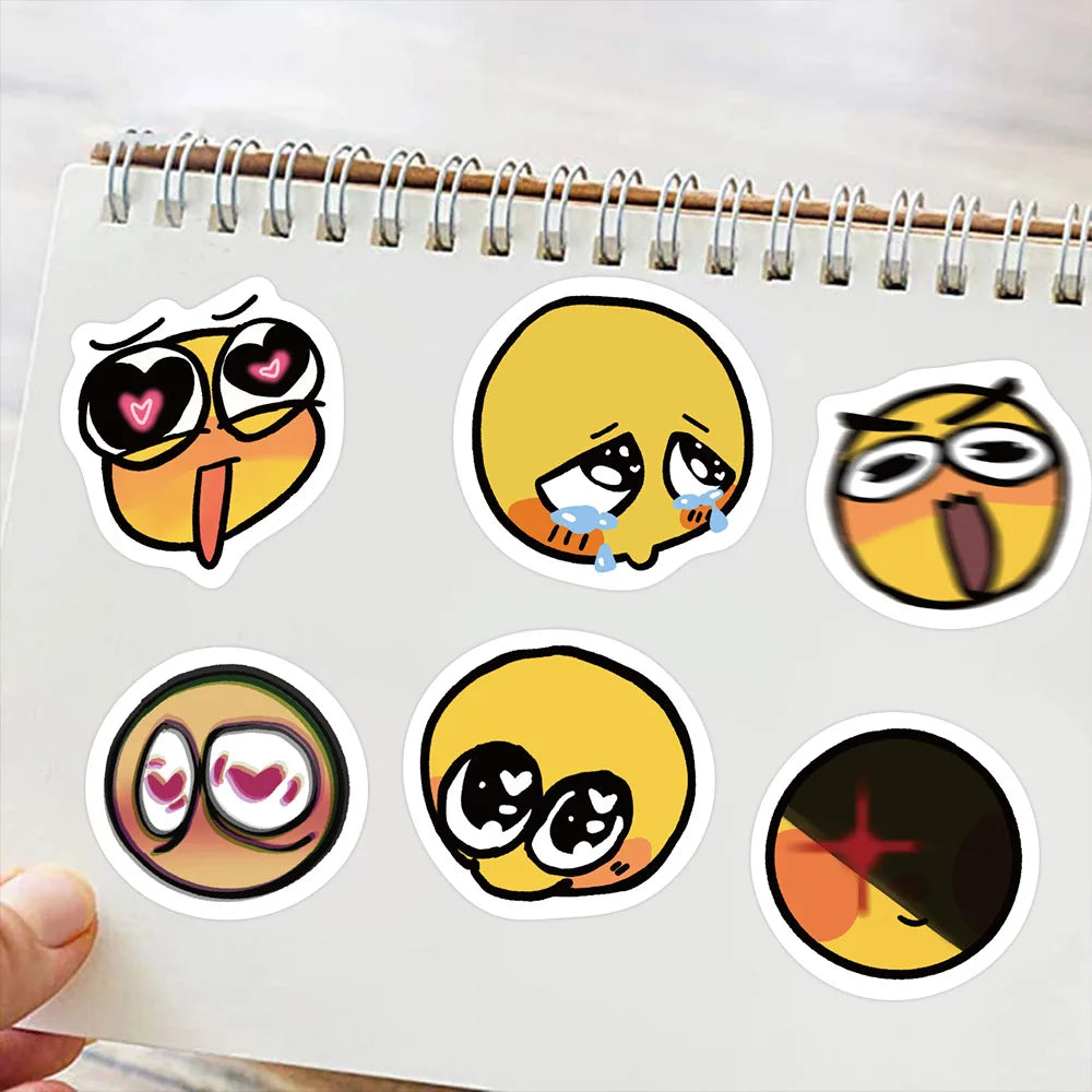60Pcs Face Stickers - Yellow Emoticon Sticker Vinyl Waterproof Decals Party Favors for Kids Cute Kawaii Stickers for Water Bottl