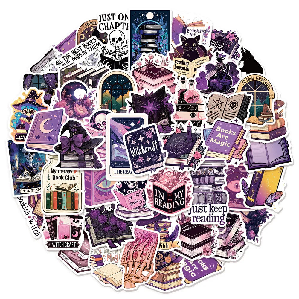 50/100PCS Witch Book Scroll Stickers Fun Graffiti DIY Manual This Label Decoration Phone Case Tablet Waterproof Stickers Toy