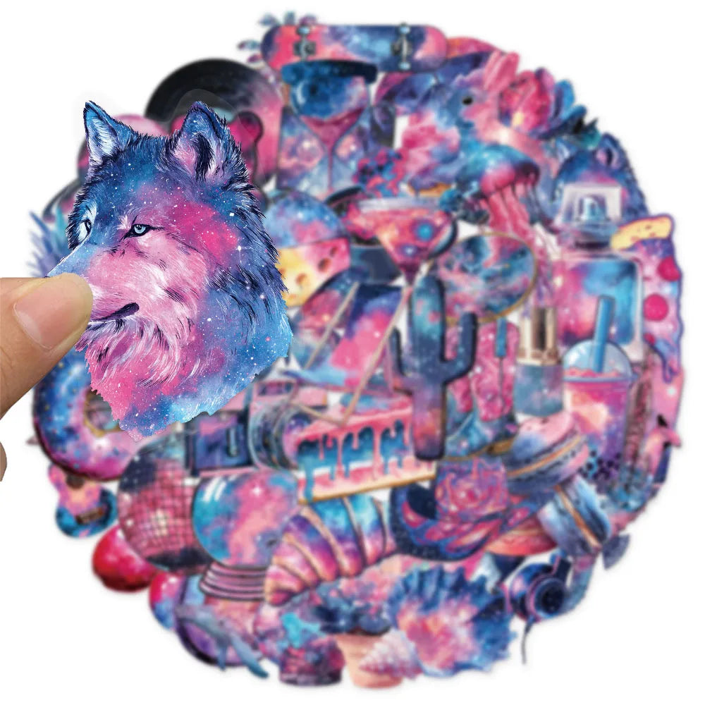 50PCS Starry Sky Ins Style Decorative Transparent PET Sticker Set DIY Brochure Decorative Notebook Tablet Toy Stickers