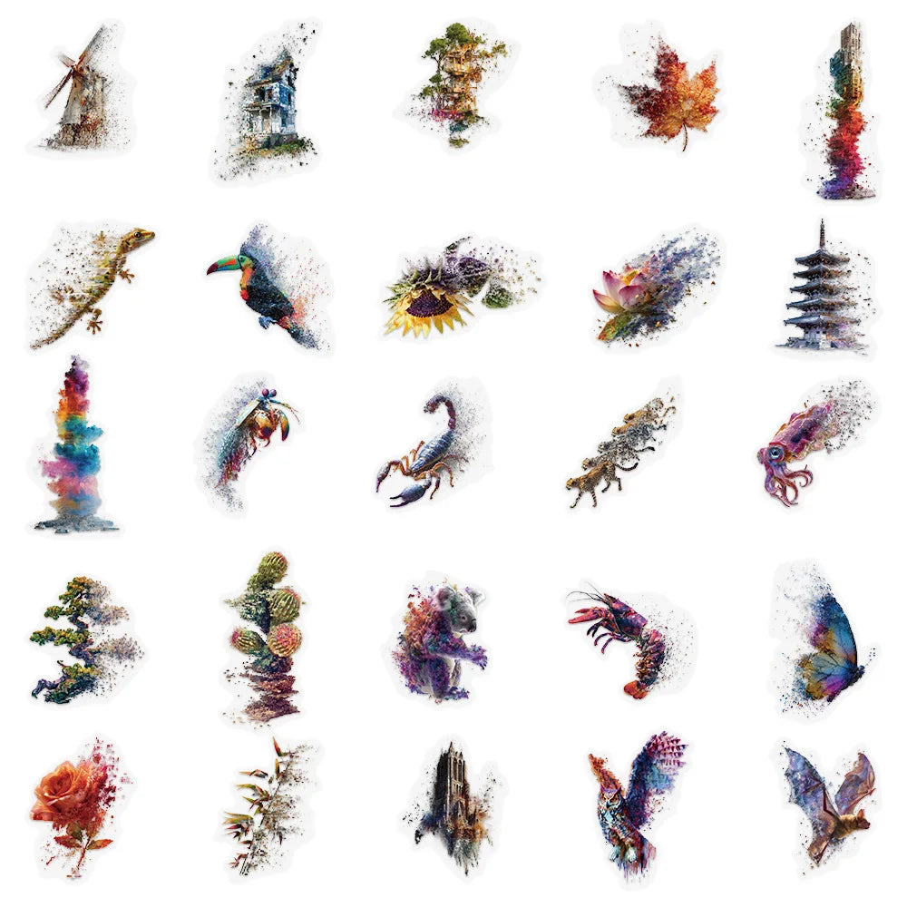 50-Pack Cartoon Transforming Sports Study Stickers for DIY Journal Phone Water Bottle Skateboard Stationery PET Sticker