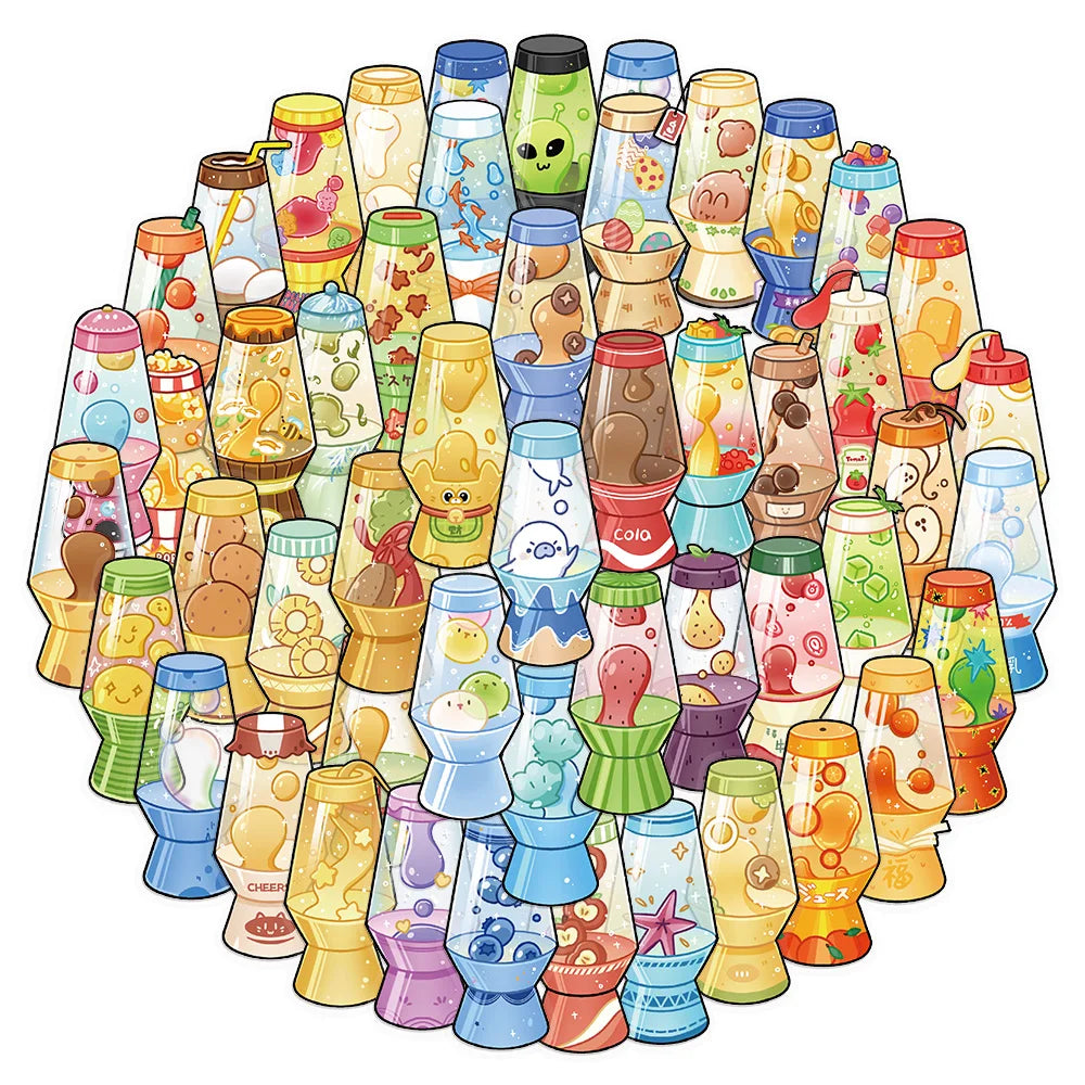 50PCS Lava Lamp Creative Transparent Stickers DIY Scrapbook Phone Case Laptop Tablet Decorative Toy Stickers