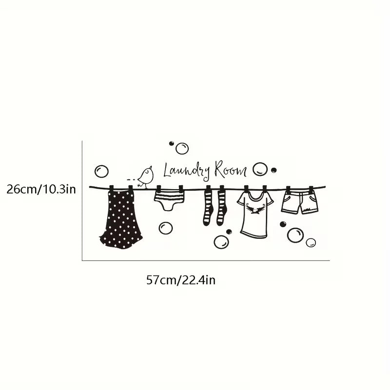 Charming Cartoon Vinyl Wall Decal for Laundry Room - Easy Stick & Peel, Removable Matte Finish Home Decor, Classic Style, Cartoo