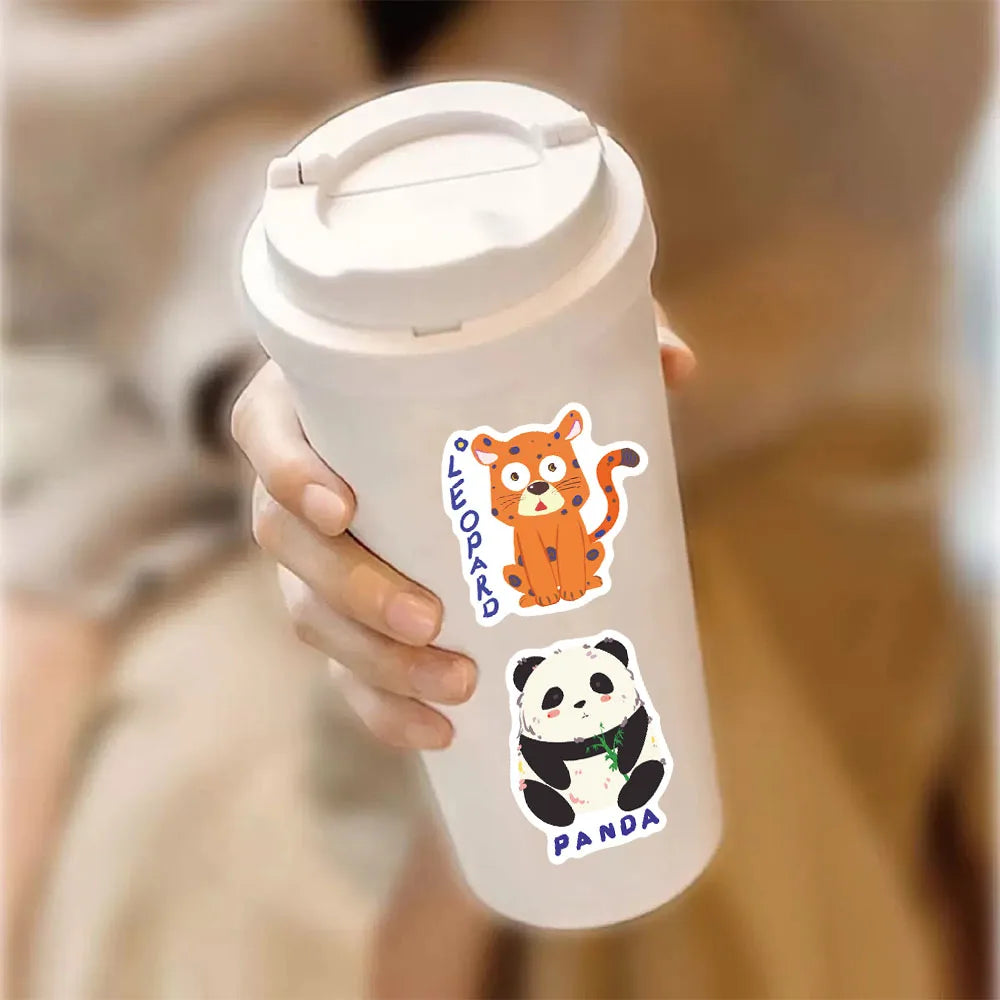 50PCS Children's English Cartoon Animal Graffiti Stickers DIY Luggage Laptop Tablet Speaker Decoration Stickers