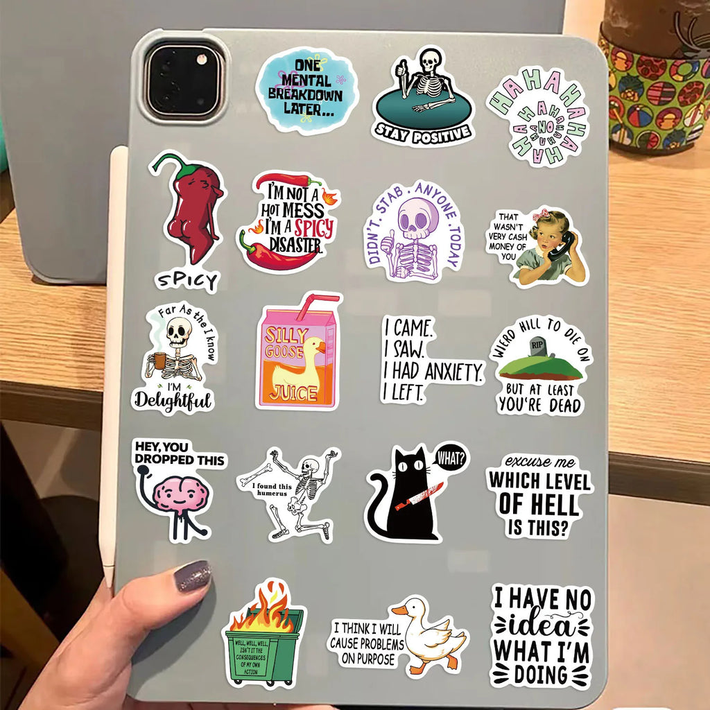 50PCS Funny Snarky Meme Stickers Cartoon Decals Decoration DIY Notebook Fridge Phone Bike Laptop Guitar Graffiti Stickers