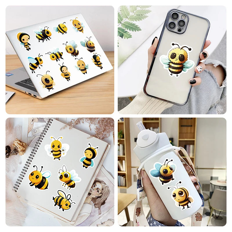10/30/50PCS Cartoon Little Bee PVC Sticker Aesthetic Children's Laptop Decoration Scrapbooking Stationery School Supplies