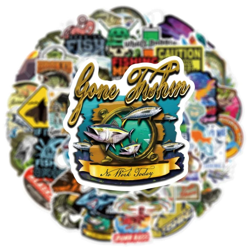 10/30/50PCS Cartoon Fishing Sticker Aesthetic PVC Children's Korean Stationery School Supplies Decoration Scrapbooking for Kids
