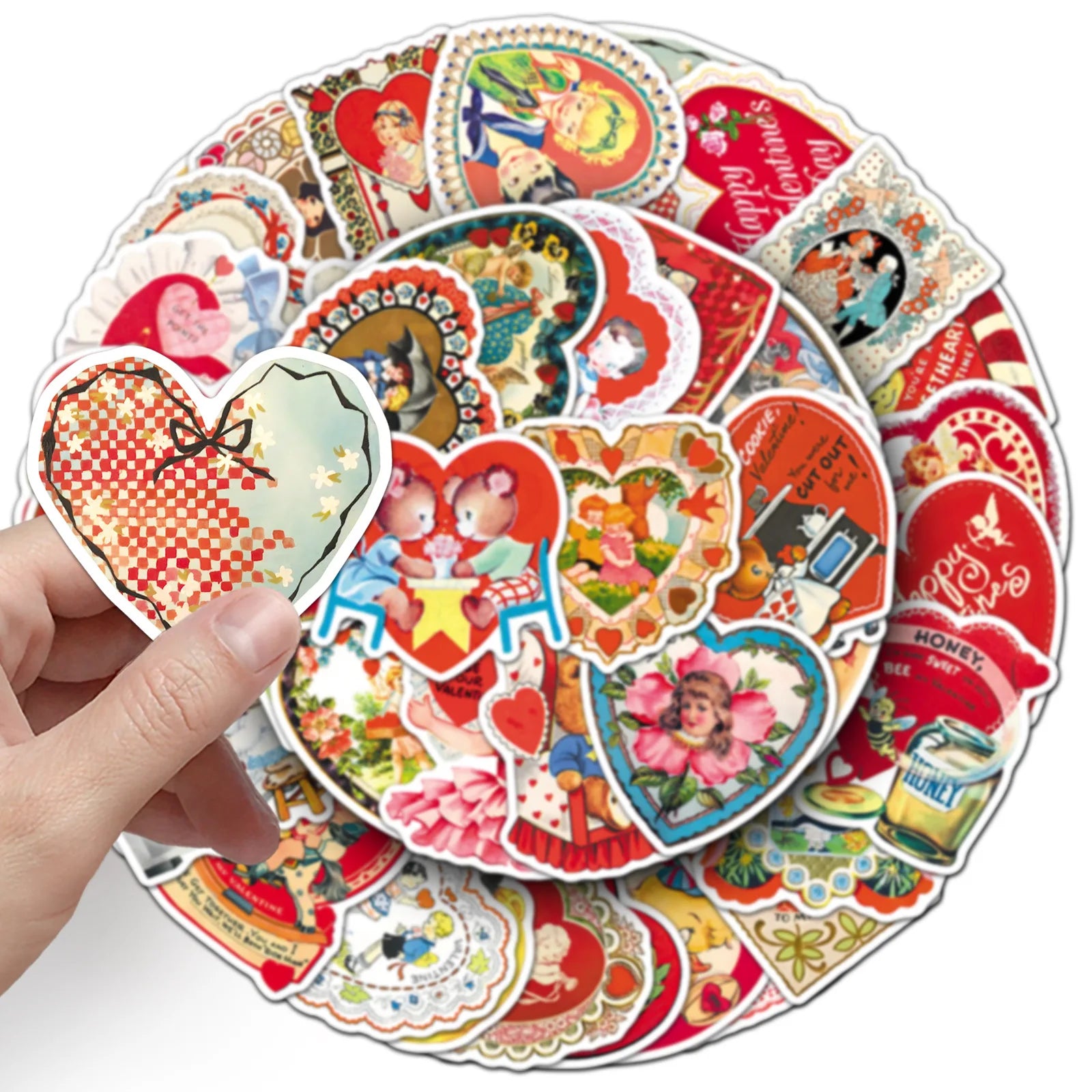 50-Pack Vintage Victoria Valentine's Day Heart Graffiti Stickers Phone Tablet Guitar Stationery Notebook Waterproof Stickers