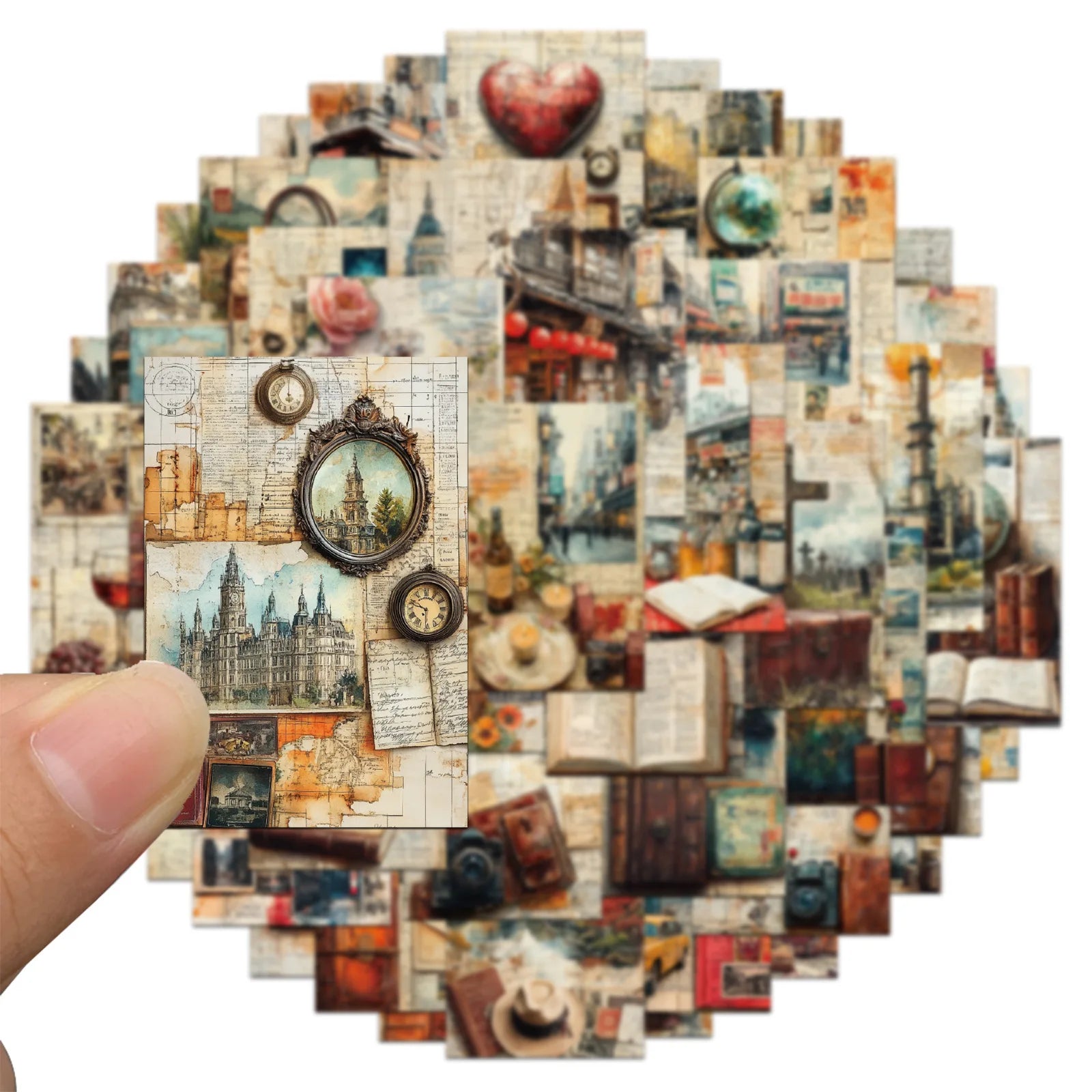 50/100PCS Retro Vintage Travel Diary Page Stickers Creative DIY Laptop Luggage Stationery Notebook Stickers