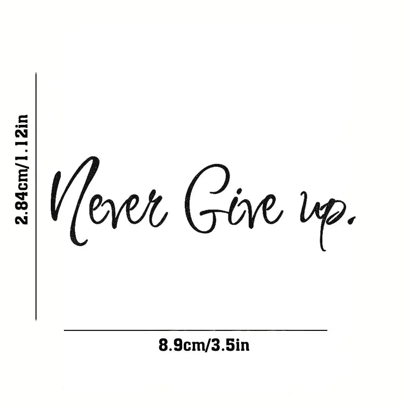 Never Give Up Inspirational Quote Rearview Mirror Car Sticker for Laptop Bottle Truck Motorcycle Vehicle Paint Window Wall Cup D