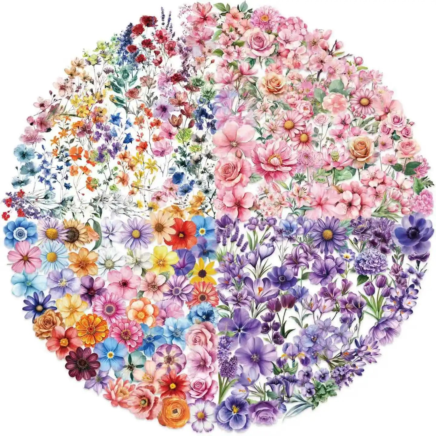 200PCS Cartoon Transparent PET Plastic Beautiful Flower Graffiti Stickers Luggage Guitar Notebook Stationery Decor Waterproof