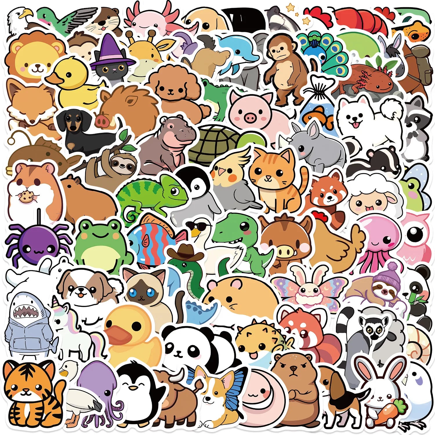 100PCS Cute Cartoon Animal Graffiti Stickers DIY Decoration Guitar Notebook Luggage DIY Waterproof Children Stationery Reward