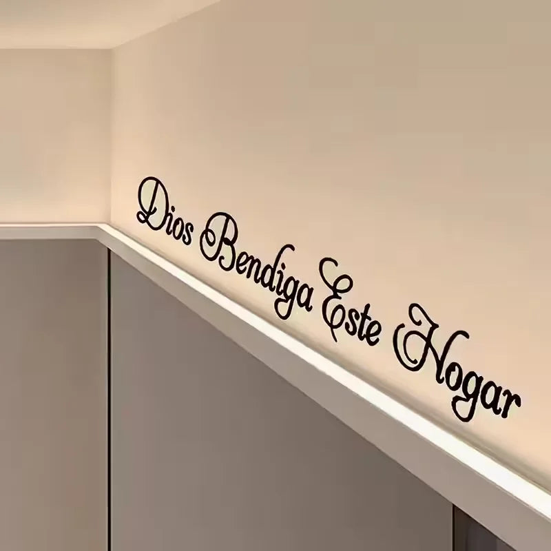2D Spanish Blessing Wall Decals "Dios Bendiga Este Hogar" | Self-Adhesive Plastic Wall Sticker, Contemporary Style