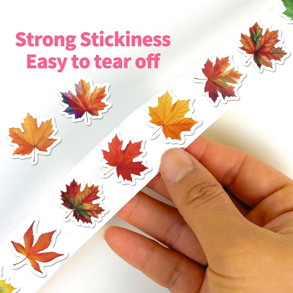 500PCS Autumn Maple Leaf Cartoon Reward Stickers DIY Phone Cases, Water Cups, Envelopes, Notes, Reward Gifts, Stamps, Stickers