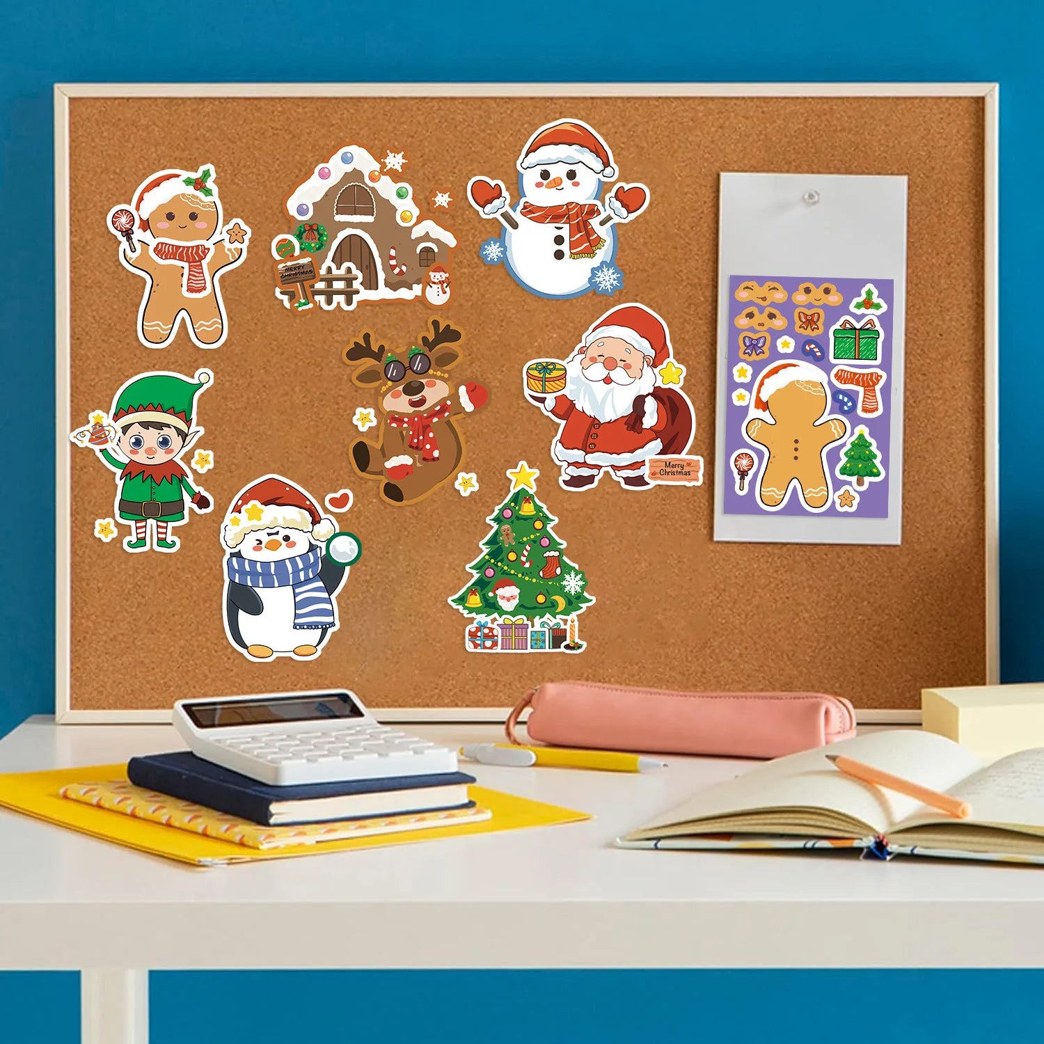 8/16/24Pcs Cartoon Christmas Puzzle Stickers DIY Handmade Toys Decoration on Notebook Phone Case Fridge for Ambiance Creation