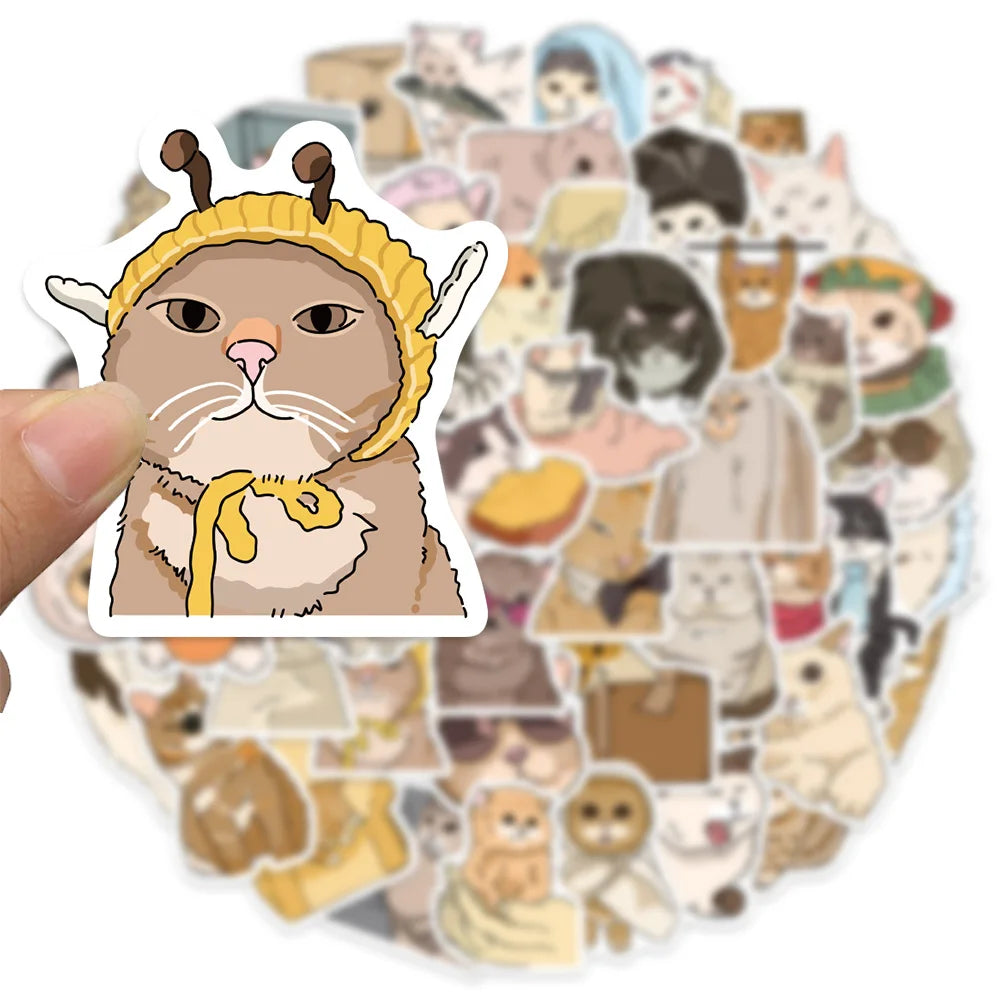 50PCS Cute and Fun Cat King Decorative Stickers DIY Luggage Notebook Water Cup Handmade Scrapbook Stickers